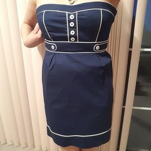 Strapless navy blue sailor minidress (Spain)